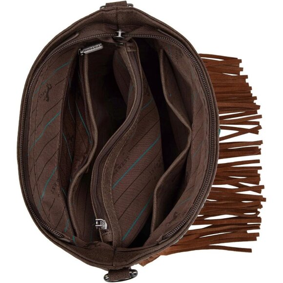 Western Crossbody Purse Vegan Leather Large Capacity Rugged Style - Picture 4 of 6